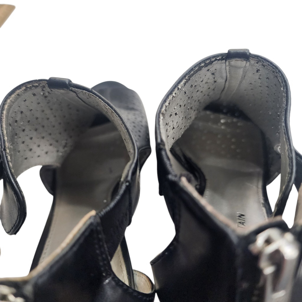 White Mountain 8M Womens Black Block Strappy Heels Pre-owned - Picture 6 of 12